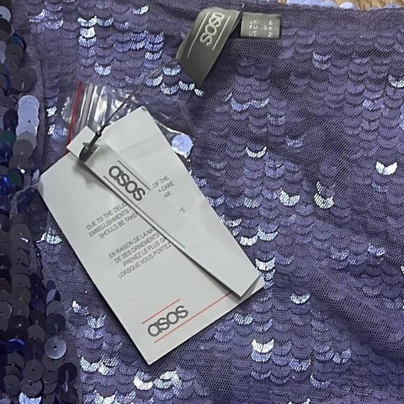 MWT ASOS LONG SLEEVE SEQUINS‎ CROSSOVER WRAP BODYSUIT SIZE 2 - Picture 3 of 6